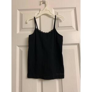 Bebe girl sz L black lace trim Tank Top